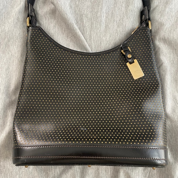 Dooney & Bourke Cabrio Cabriolet Black Perforated Leather Bag Vintage Made USA - Picture 3 of 12